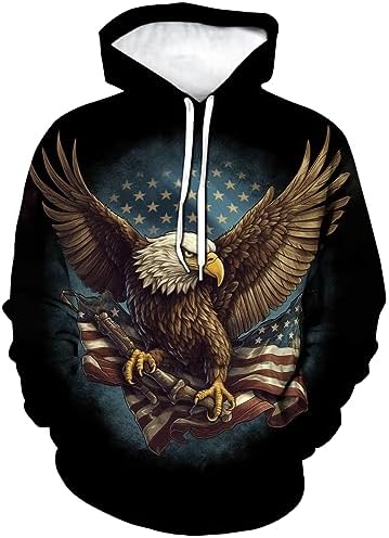 Amazon.com: Keasmto 3D Printed American USA Flag Eagle Hoodie